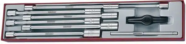 Teng tools 3/8 drive extra long sockets and t-bar 9 piece set - plastic tc tray with removable cover