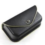 black windshield pouch with gold edge trim