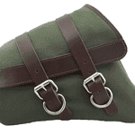 canvas left side saddle bag army green with brown