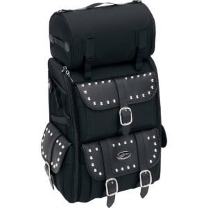 sissy bar bag deluxe textile black chrome