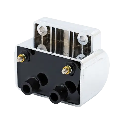 Late  OEM style ignition coil 12V  5 ohm Chrome removebg preview