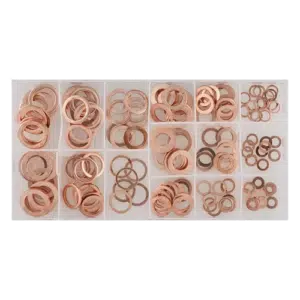 Copper sealing rings assortment box 150 piece set