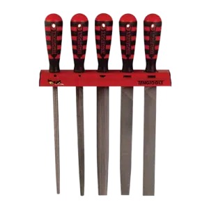Teng Tools 5 Piece Hand File Set for Metal Round Half Round Square Triangle Flat Files