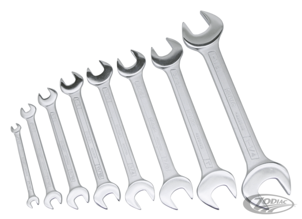 Double open wrench set inch sizes 8Pc