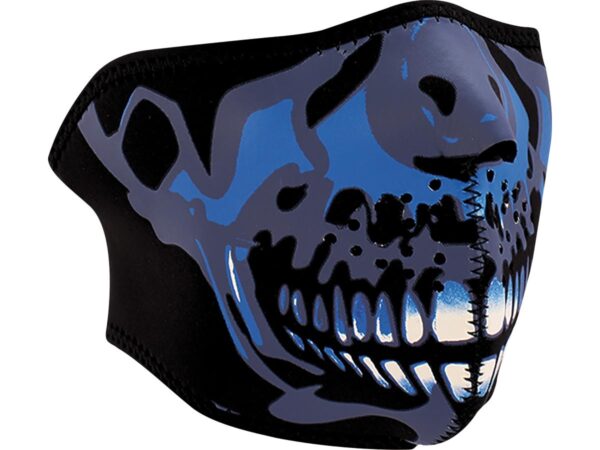 Blue chrome skull neoprene neoprene half face mask