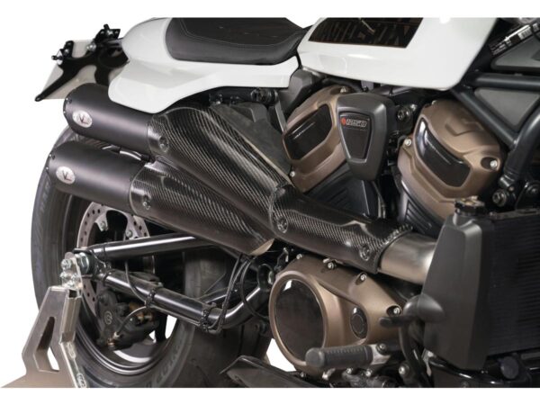 2 in 2 Muffler Set for Sportster S Models Endcap Tracker Carbon Black Ceramic Coated