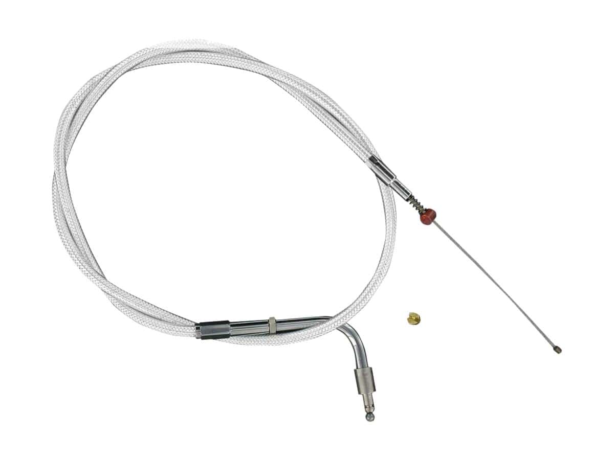 Stainless braided throttle cable 45 ° stainless steel clear coated 32", 76-87 sportster, 76-84 fx shovel, 85-89 fx model, 84-89 softail, 86-89 touring, 84 fl shovel 1 Barnett