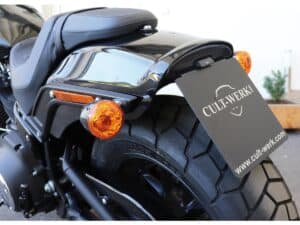 License Plate Bracket Kit for Fat Bob with License Plate Light Black Powder Coated