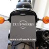 Cult werk license plate bracket kit for fat bob with license plate light black powder coated 2