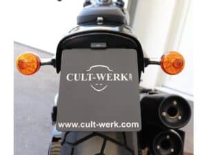 License Plate Bracket Kit for Fat Bob with License Plate Light Black Powder Coated - Image 3