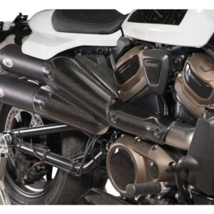 2 in 2 Muffler Set for Sportster S Models Endcap Tracker Carbon Black Ceramic Coated