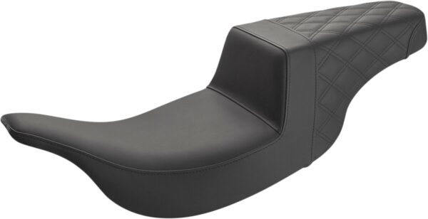 Step-up seat - rear lattice stitch - black