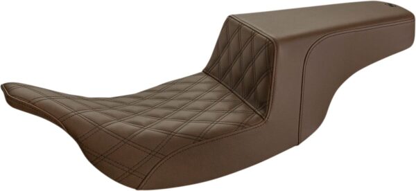 Step-up seat - front lattice stitch - brown