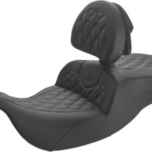 Roadsofa™ Lattice Stitched Seat - w/ Driver Backrest - Black