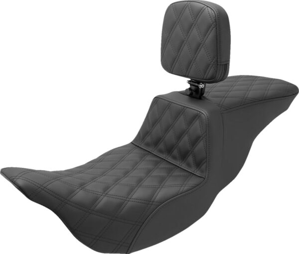 Tour step-up seat - rider backrest - full lattice stitch - fl '08-'23