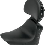 Heels Down Solo Seat - With Backrest - Studded - Black - FLSTC