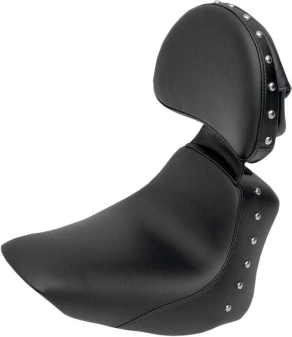 Heels Down Solo Seat - With Backrest - Studded - Black - FLSTC