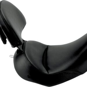 Heels Down Solo Seat - With Backrest - Plain - Black - FLSTC