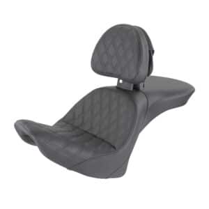 Explorer Seat - With Backrest - Lattice Stitched - Black - FLSTS