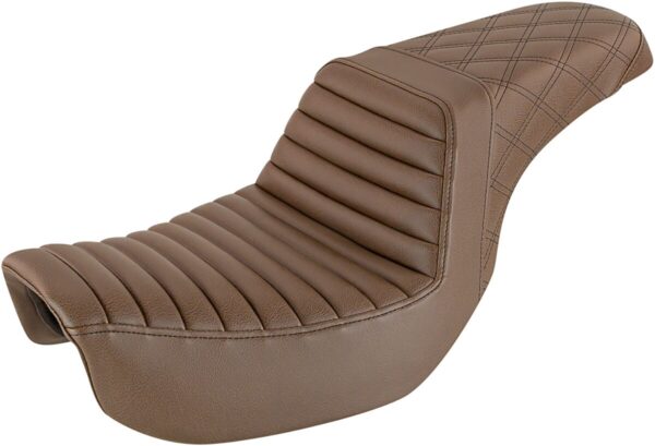 Step-up seat - front tuck-n-roll/rear lattice stitch - brown