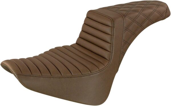 Step-up seat - front tuck-n-roll/rear lattice stitch - brown