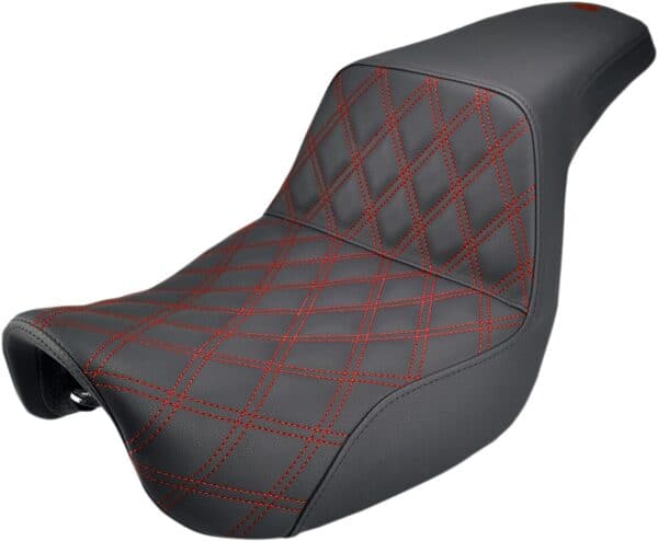 Step-Up Seat - Front Lattice Stitch/With Red Stitching - Black - Dyna