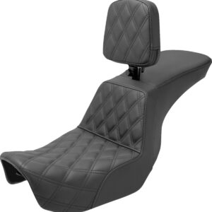 Tour Step-Up Seat - Rider Backrest - Front Lattice Stitch - Dyna '06-'17