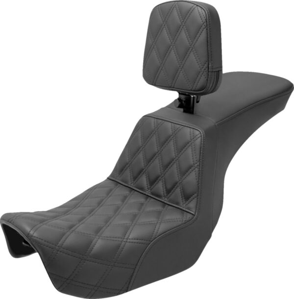 Tour step-up seat - rider backrest - front lattice stitch - dyna '06-'17