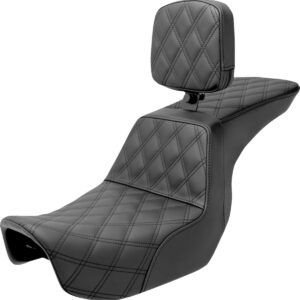 Tour Step-Up Seat - Rider Backrest - Full Lattice Stitch - Dyna '06-'17