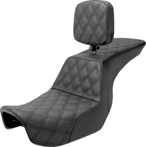 Tour step-up seat - rider backrest - full lattice stitch - dyna '06-'17