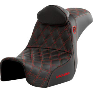 Pro Series SDC Performance Seat - with Backrest - Red Stitch - Dyna '06-'17