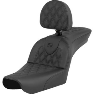 RoadSofa™ Seat - Lattice Stitch - with Driver Backrest - FXDWG '04-'05