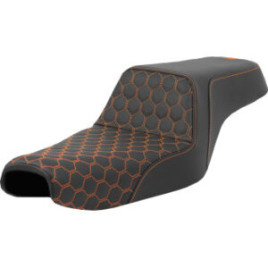 Step-Up Seat - Honeycomb - Orange Stitching - 3.3 Gal Tank - Sportster '04-'22