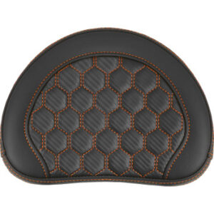 RoadSofa™ Sissy Bar Pad - Honeycomb - Orange Stitching