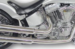 2-2 Exhaust System Stainless Steel with ABE  Fits: > 86-06 FLST/FXST Softail