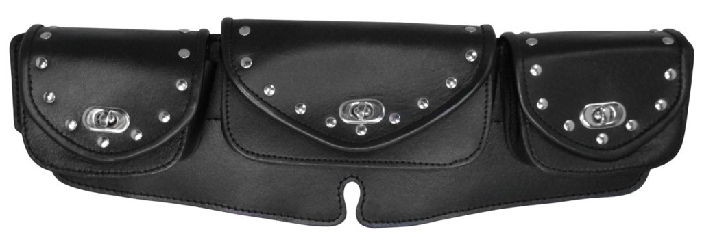 3 Pocket studded Fairing pouch (leather) Fits: > 99-13 FLH/FLT