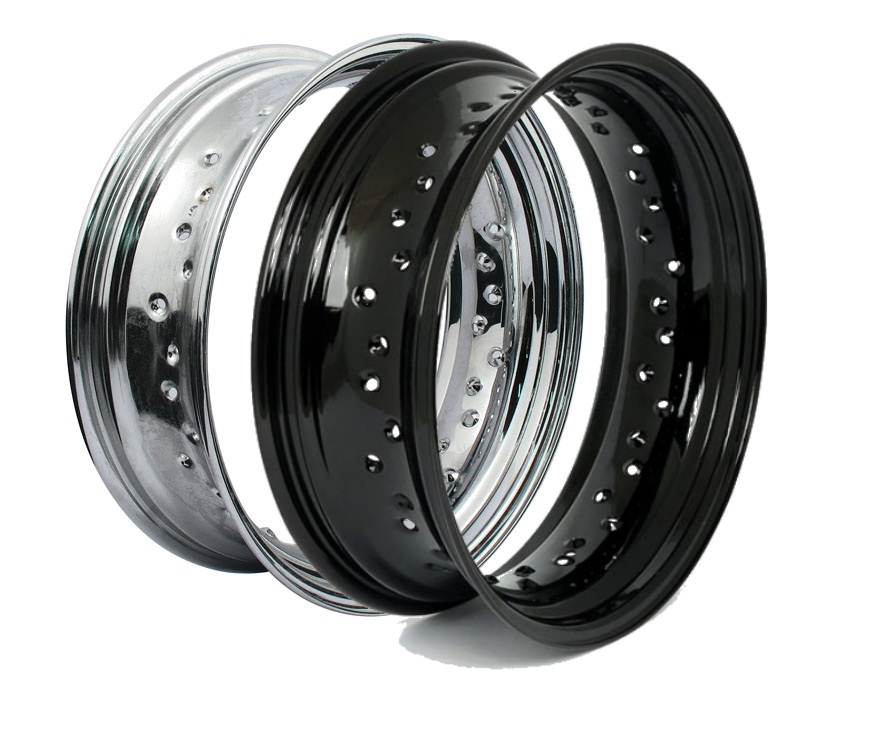 40 Spoke dropcentre rim - 5 X 16 Inch - Black or Chrome