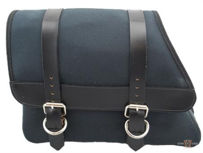 Canvas Left Side Saddle bag - Black with Black Leather Accents  Fits: > 82-03 Sportster