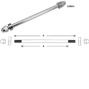 Chrome plated steel axles with 2 Softail style wheel adjuster bushings and 2 nuts  Size 3/4" (19.05mm)