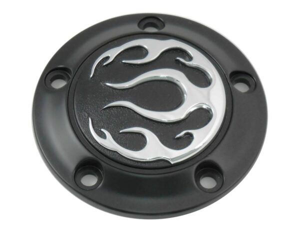 Engine black 5-hole flame point cover fits: > 99-17 twin cam