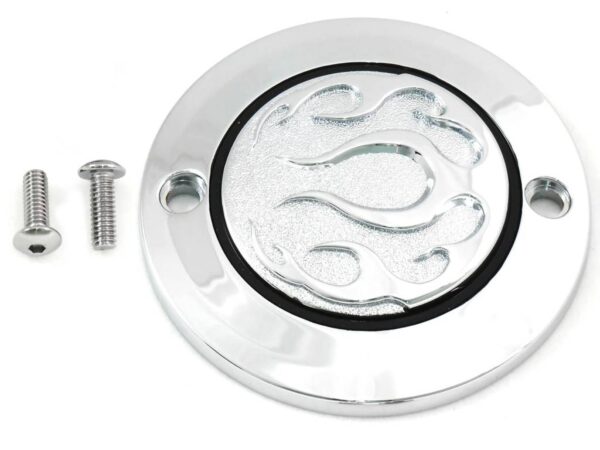 Engine chrome 2-hole flame point cover  fits: > 2004-2013 xl sportster