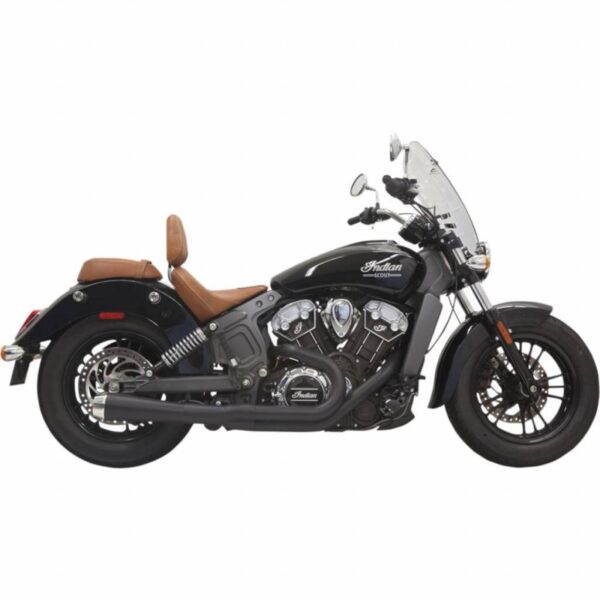 Exhaust system road rage 2-into-1 with short change megaphone muffler black - for 15-16 indian scout