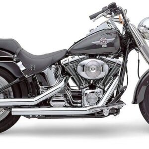 Exhaust system Dragster staggered chrome; For Softail FLST/FXST 86-06