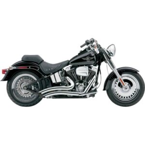 Exhaust system Speedster Short Swept chrome heat shields; For all 07‑11 FXST/ FLST models