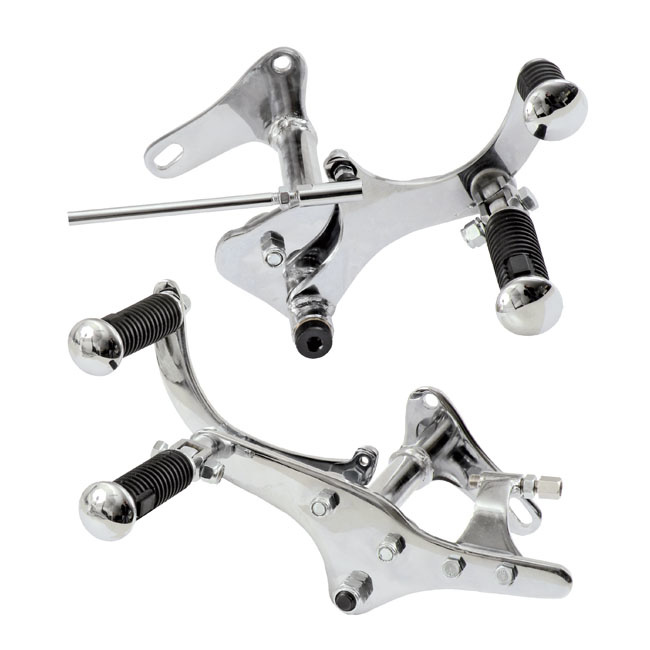 Forward control set mechanical brake chrome  Fits: > 54-74 XL Sportster