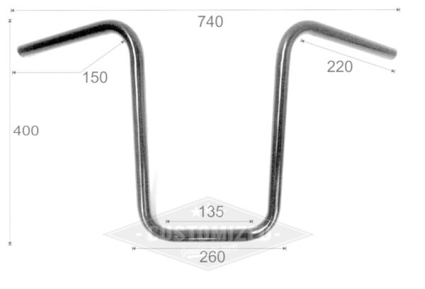 Handlebar narrow ape hanger medium black or chrome  fits: > 1 inch handlebar clamps