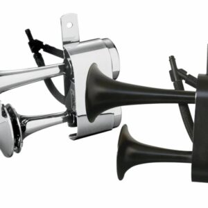 Horn Air Black or Chrome - Fits:> most H-D with left side “BETWEEN THE CYLINDERS” OEM mount
