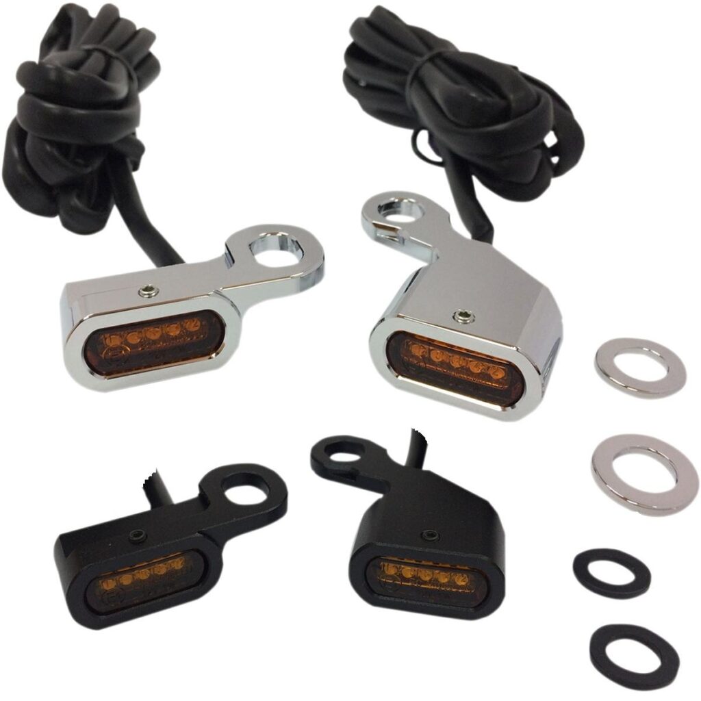 LED Handlebar black or chrome with amber turn signals: Fits: 96-14 Softail