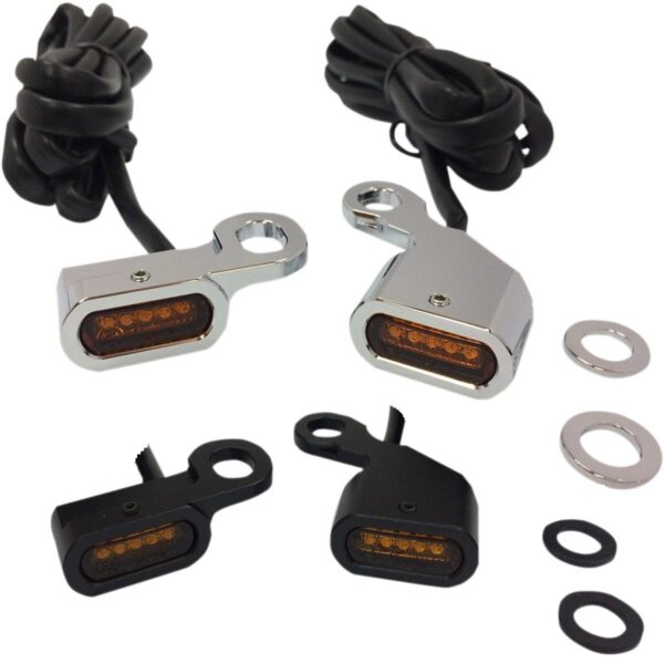 Led handlebar black or chrome with amber turn signals: fits: 96-14 softail