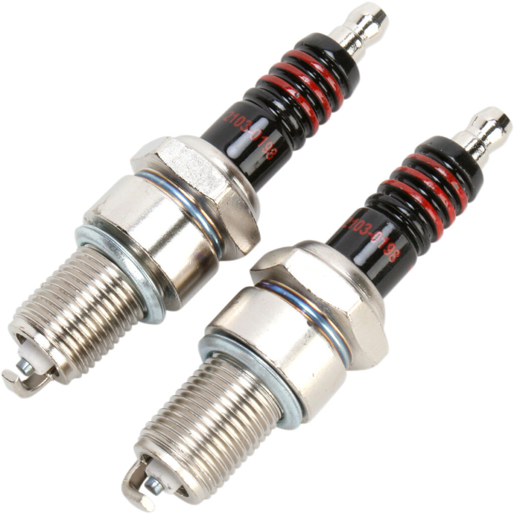 NGK style BPR4ES-11 Spark Plugs; Fits: > 84-99 Evo Bigtwin; 78-84 Shovelhead (hotter tip)